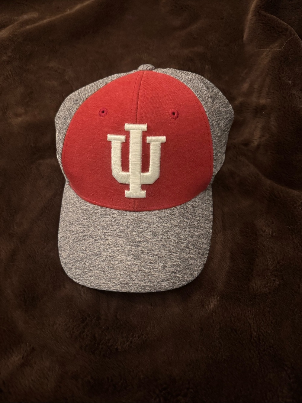Russell Athletic Red and Gray IU Logo Baseball Cap